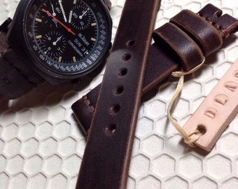 20mm Dark brown Handmade Genuine Leather vintage Watch Band / strap with stitch