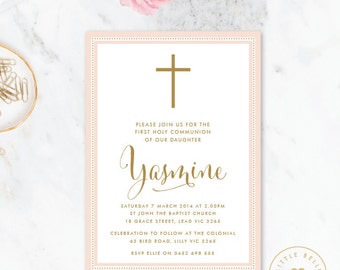 Girl First Holy Communion Invitation Printable / Girl First Holy Communion Invite / Confirmation Invitation / Cross