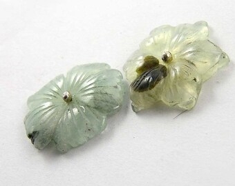 50% OFF 2 Agate Carved Flowers, Sterling Silver, Wire Wrap, Set, 24 mm, E1259