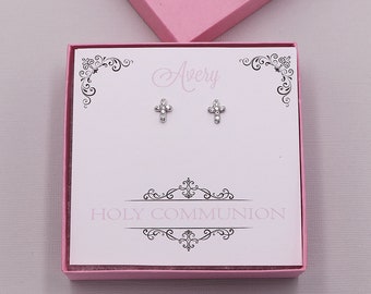 First Communion Earrings, Cross Earrings, first communion jewelry, Holy Communion Gift, Cross Earrings