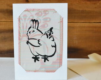 Mixed Media Postcard on Card Chicken Print - Small Mixed Media Art Print