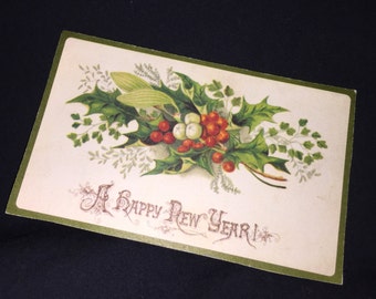 Old Victorian New Year's Calling Card