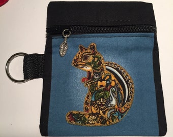 Chipmunk Coin/keychain pouch. Free Shipping