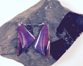 Vintage purple enamel earrings 1980s