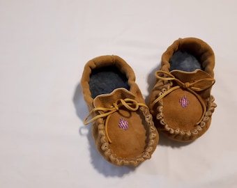 Beaded Leather Baby Moccasins
