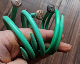 Knitters Bracelets - Green Plastic Knitting Needle Braclets