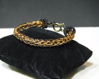 Black and Bronze Viking Knit Bracelet