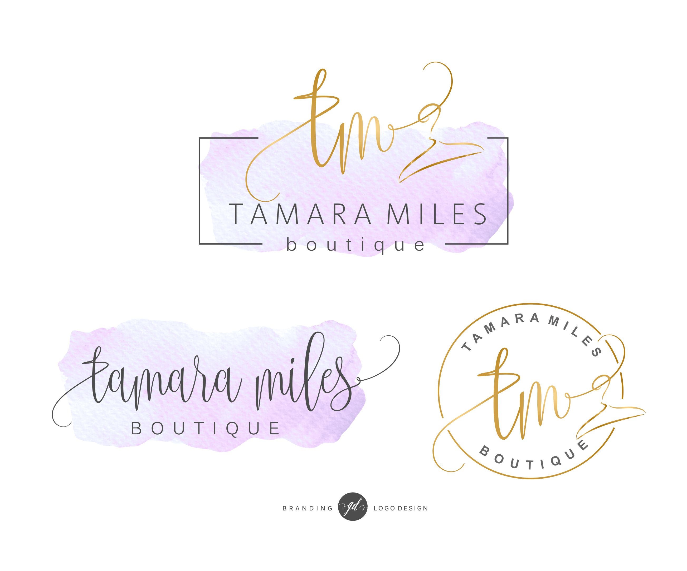 Boutique logo package Gold logo design Clothing hanger logo