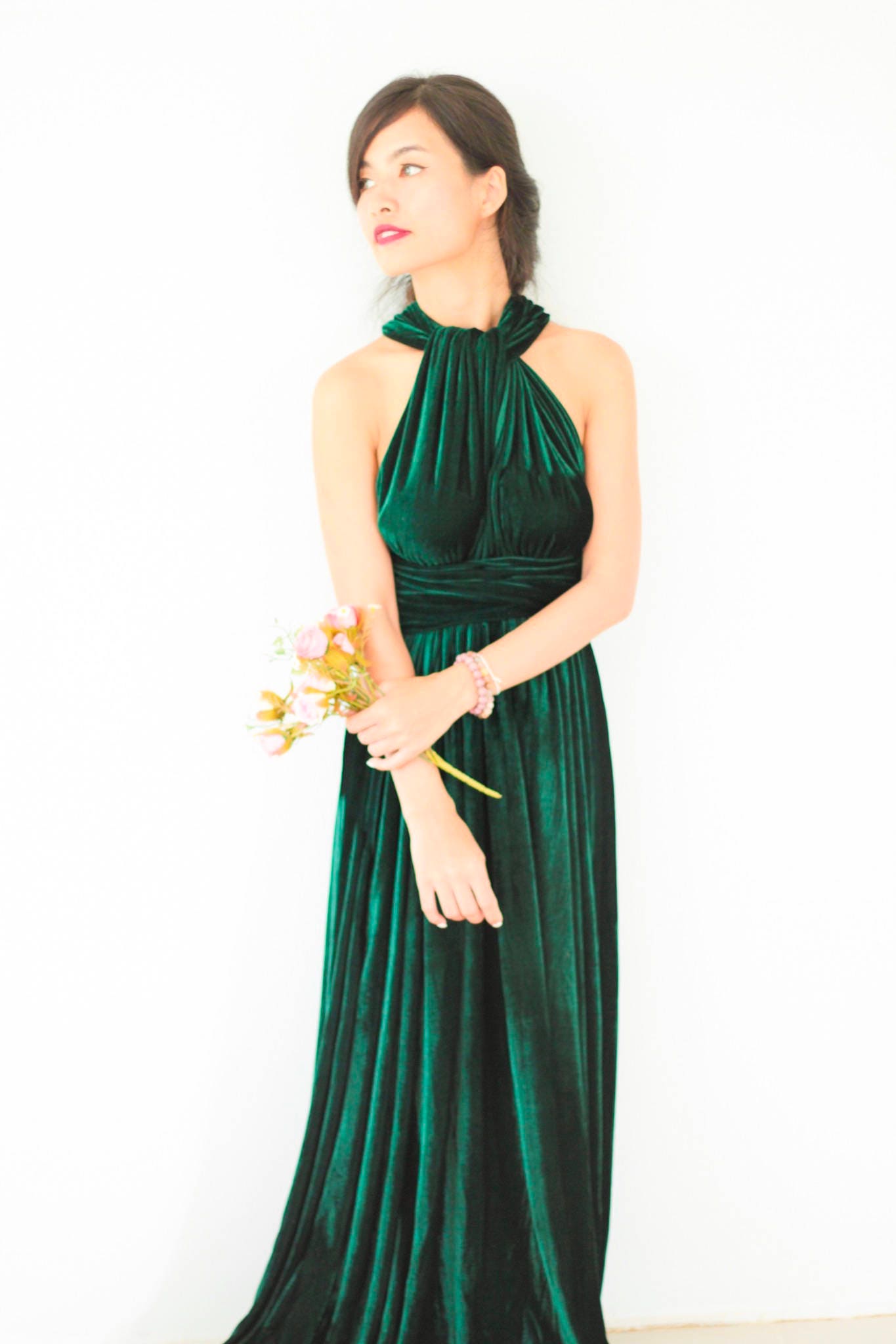  Green  velvet dress  Bridesmaid  Dress  Infinity Dress  Prom 