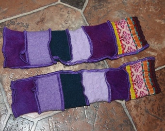 Hand Crafted Children's Size Arm Warmers made From Upcycled Repurposed Recycled Sweaters