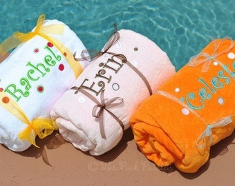 Monogram Beach Towel | Fun Dot Beach Towel | Personalized Towel