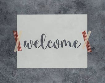 Welcome Stencil - Reusable DIY Craft Stencils of Welcome Sign Text