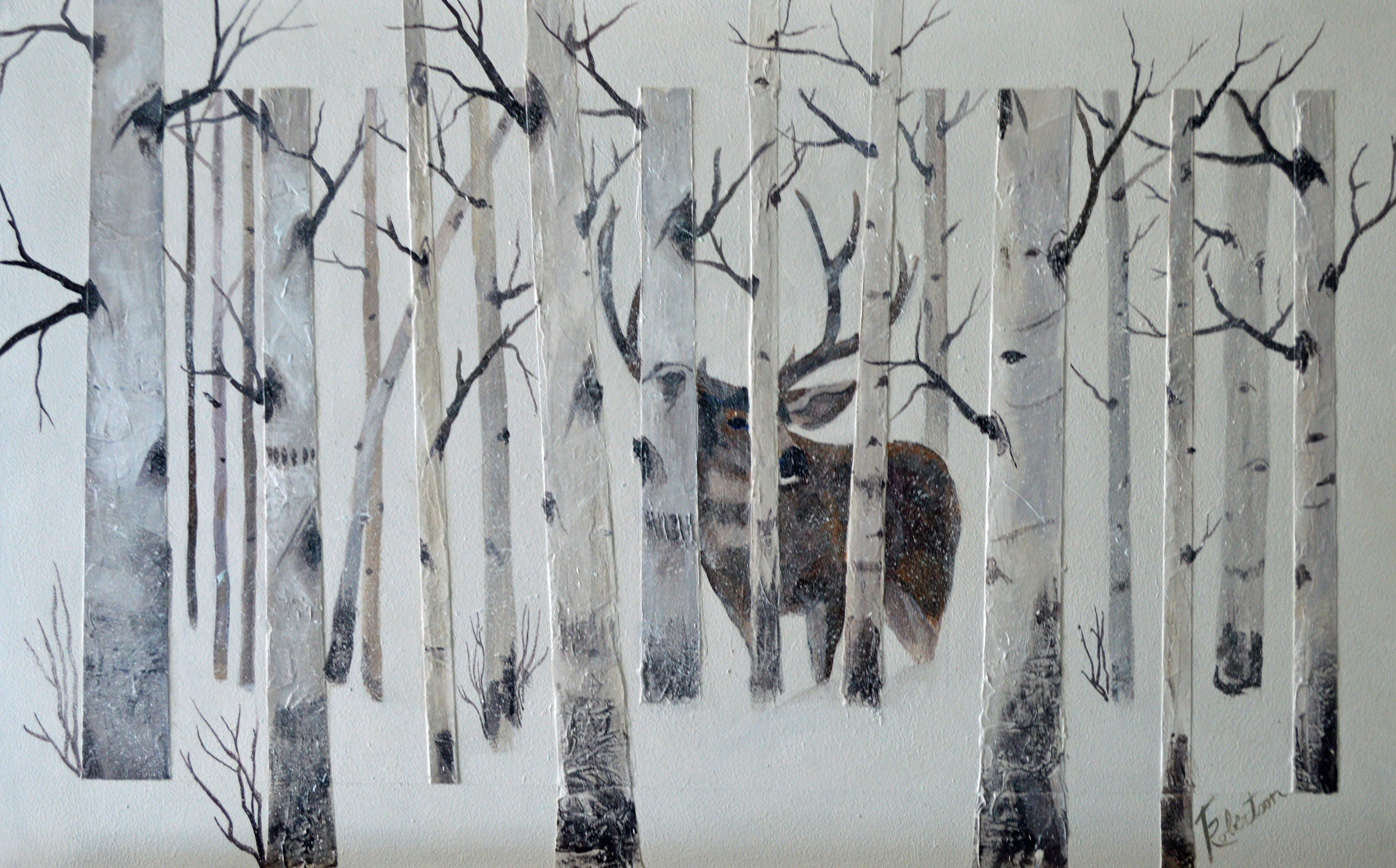Winter landscape original oil painting aspen tree original