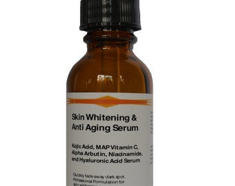 Advanced Skin Whitening / Anti aging Kojic Acid, MAP Vitamin C, Alpha Arbutin, Vitamin B3 Niacinamide and Pure Hyaluronic Acid Serum 1.2 oz
