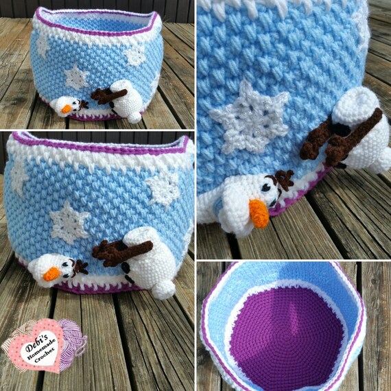 Snowman Storage Basket MadetoOrder Crochet