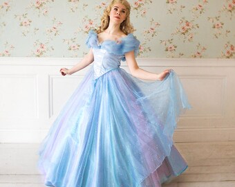 Light version Cinderella dress 2015 (Free Shipping) Halloween costume for Adult