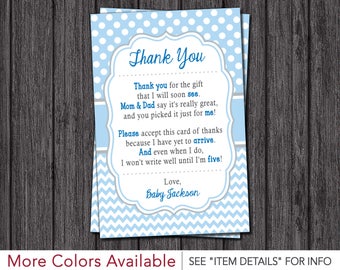 Baby Shower Thank You Cards | Boy Baby Sprinkle Thank You Cards | Baby Blue, Blue, and Gray
