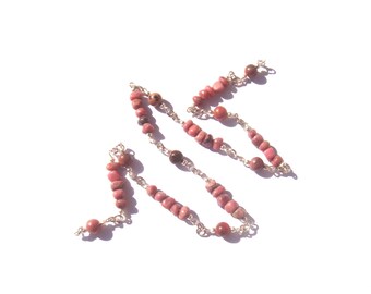 Multicolor rhodonite: 20 cm chain 7 mm in diameter max handmade Cup