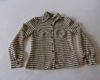 60's B&W Blouse with Gold Details
