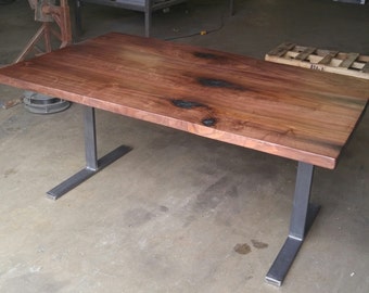 The Downtown- Modern Industrial Black Walnut Table
