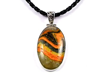 Bumble Bee Jasper Sterling Silver Pendant - N891