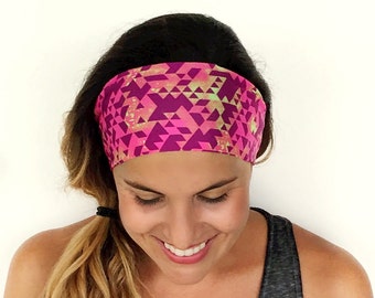 Yoga Headband - Running Headband - Workout Headband - Fitness Headband - Get Movin' Print - Boho Wide Headband