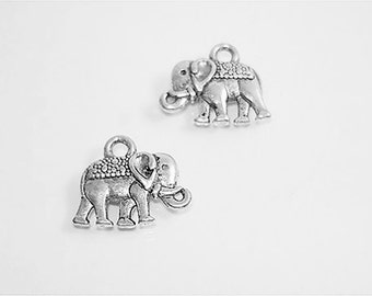 12PC. ELEPHANT Antique Silver tone plated charm//Adjustable/ Expandable Designer Inspired Wire Bracelet Charms//12PC. Elephant Charms