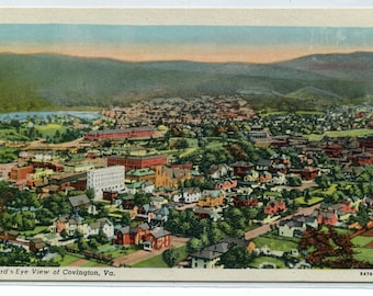 Panorama Covington Virginia linen postcard