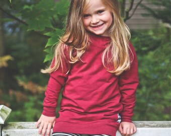 For baby and toddler hooded tunic, french Terry (bamboo/Cotton/spandex) Burgundy