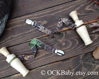 LITTLE DUCK CALLER - Organic Solid Maple Hardwood Baby Duck Call Teether and Clip on Lanyard