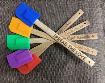 Set of THREE - Silicone & Bamboo Spreader/Spatula