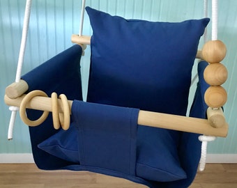 Baby Swing, Navy swing, Toddler swing, Indoor swing, Outdoor swing, Porch swing, Baby shower gift, Nursery swing, 1st Birthday gift
