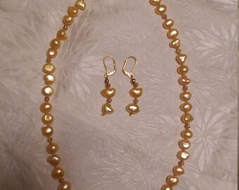 Vintage Yellow Baroque Freshwater Pearl Necklace