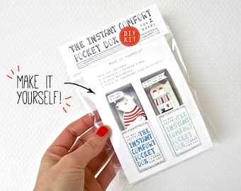 DIY kit - rood: voor 2 Instant Comfort Pocket dozen - vrolijken en troost vakken - ijsbeer - huis
