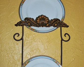 Gorgeous Plate Rack/ Plate Holder/ Wall Plate Hanging/ Collectible Plate Rack/ Rustic Chic/Welded Metal