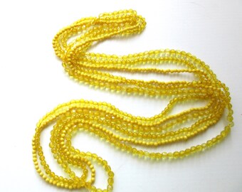 Extra Long Necklaces Lot of Three Faceted Resin Beads Sunny Lemon Yellow 43 Inches Flapper Gatsby