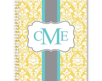 Personalized Spiral Notebook - Damask