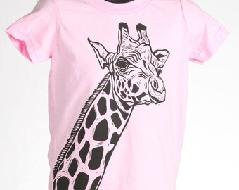 Giraffe on Pink Toddler T Shirt 2T 3T 4T 5/6T