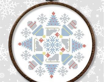 Winter Decoration Christmas Snowflake PDF cross stitch pattern