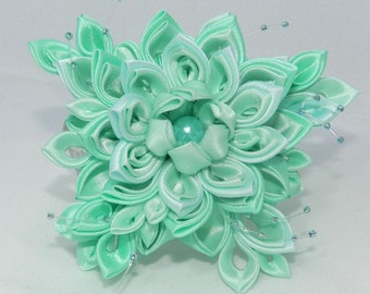 Tsumami Kanzashi Flower brooch "Forest Lake"