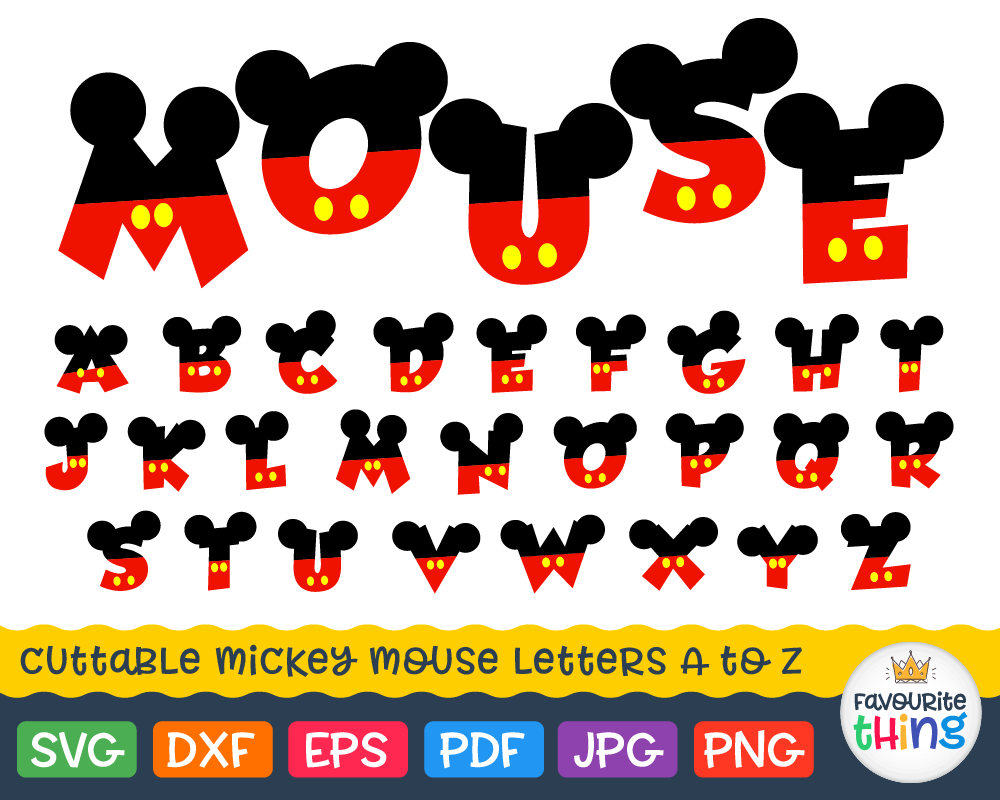 MICKEY FONT Svg Letters with Mickey Mouse Ears Svg Disney ... for Silhouett...