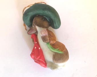 Vintage Benjamin Bunny Beatrix Potter Schmid Porcelain Christmas Ornament 1986