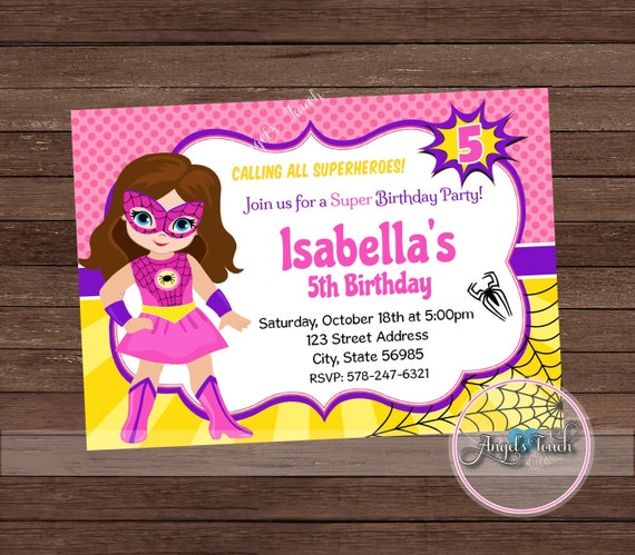 Spider Girl Invitations 2