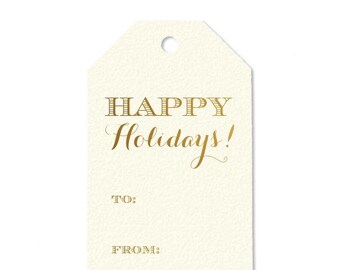 Holiday gift tags {set of 10} gold foil gift tags | xoxo | love | cheers | happy holidays