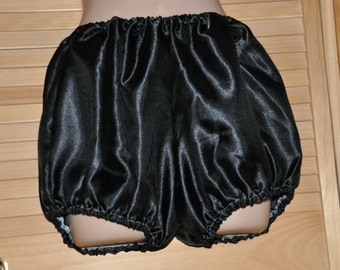 Lovely jet black satin bloomers, 38", Sissy Lingerie