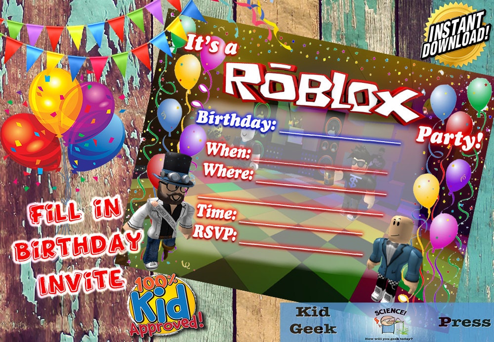 Roblox Birthday Invitation 