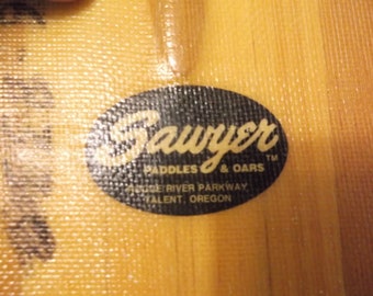Paddle Vintage 40" T-Handle Wood and Fiberglass Sawyer Paddle Oar Made in Oregon Flat bottom will stand up against wall