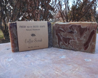 Coffee Scrub Soap with Mango Butter, Organic, Unscented, 100% Natural Cold Process Soap, Kitchen Soap, VEGAN