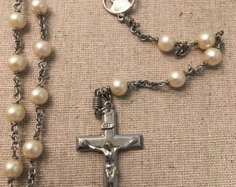 Vintage Pearl Rosary, extra long