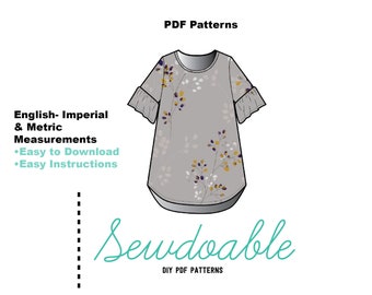 Ruffle Tee Shirt Dress PDF Pattern18/24M-9/10Y